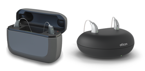 ReSound and Oticon rechargeable hearing aids
